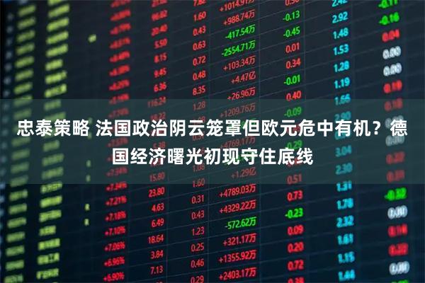 忠泰策略 法国政治阴云笼罩但欧元危中有机？德国经济曙光初现守住底线